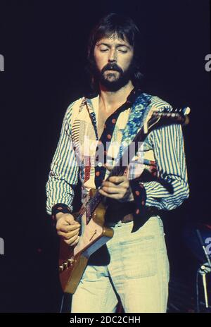 Eric Clapton im Konzert bei Hammersmith Odeon am 4. Dezember 1974 Stockfoto