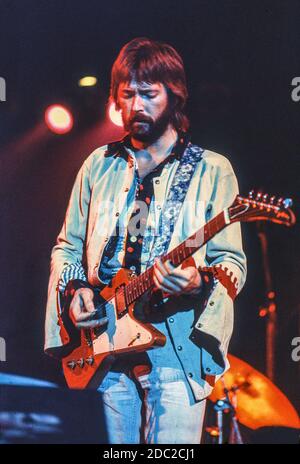 Eric Clapton im Konzert bei Hammersmith Odeon am 4. Dezember 1974 Stockfoto