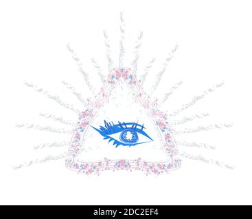 All seeing Eye im inneren Dreieck Pyramide. Stockfoto