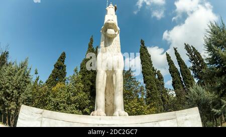 Denkmal für die Soldaten von Großbritannien, Australien und Neuseeland, die für Griechenland kämpften und starben, im Pedion tou Areos Park, Athen, Griechenland. Europa. Stockfoto