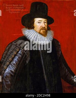 Sir Francis Bacon, 1. Viscount St. Alban (1561-1626), Englisch, Philosoph und Staatsmann, Porträtmalerei von Paul van Somer I., 1617 Stockfoto