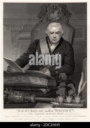 Sir Joseph Banks, 1. Baronet (1743-1820), englischer Naturforscher und Botaniker, Porträtstich von Niccoló Schiavonetti nach Thomas Phillips, 1812 Stockfoto