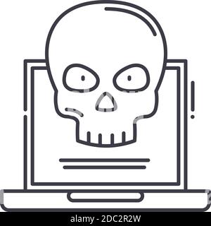 Computer-Virus-Symbol, lineare isolierte Illustration, dünne Linie Vektor, Web-Design-Zeichen, Kontur Konzept Symbol mit editierbaren Strich auf weißem Hintergrund. Stock Vektor