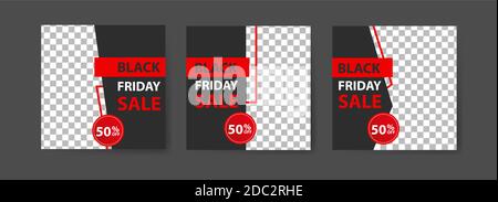 Social Media Post Templates für digitales Marketing und Verkaufsförderung am schwarzen freitag. Modewerbung. Bieten Social Media Banner. vektor Foto f Stock Vektor