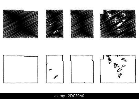 Lyon, Lincoln, Mower und Otter Tail County, Minnesota (US-County, Vereinigte Staaten von Amerika, USA, USA, US) Kartenvektordarstellung, Scribble Skizze Stock Vektor