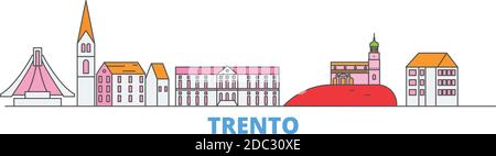 Italien, Trento Linie Stadtbild, flache Vektor. Travel City Wahrzeichen, oultine Illustration, Linie Welt Symbole Stock Vektor