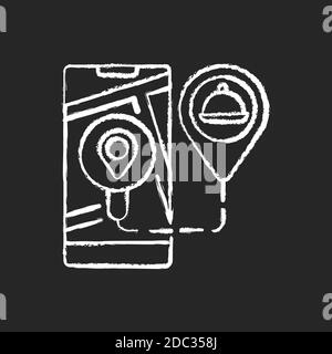 Echtzeit-Auftragsverfolgung Kreide weißes Symbol auf schwarzem Hintergrund Stock Vektor