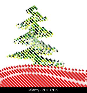 Weihnachtsbaum mit Halbton-Stil ideal für Weihnachten und Neujahr Grußkarte und Feiertage Thema. Minimalistisches Christbaumdesign Stockfoto