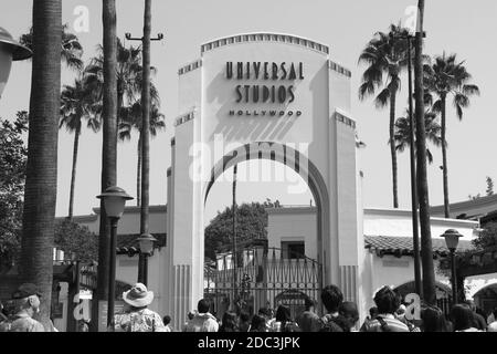 Nahaufnahme der Universal Studios Hollywood in Los Angeles. USA. Stockfoto