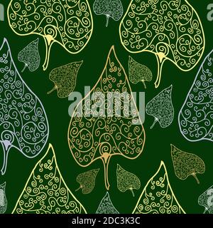 Zierfloral Nahtloses Muster auf grün Stock Vektor