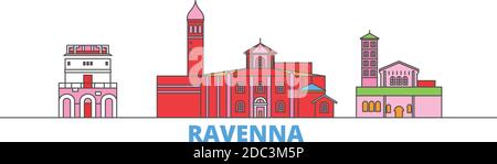 Italien, Ravenna Stadtlinienbild, flacher Vektor. Travel City Wahrzeichen, oultine Illustration, Linie Welt Symbole Stock Vektor