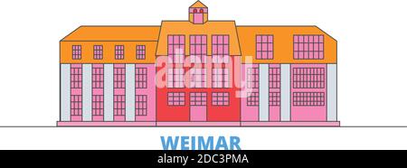 Deutschland, Weimar, Bauhaus Linie Stadtbild, Flachvektor. Travel City Wahrzeichen, oultine Illustration, Linie Welt Symbole Stock Vektor