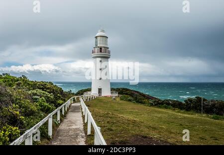 Berühmte Cape Otway Lightstation in der Nähe der Great Ocean Road an der Südküste von Victoria State, Australien. Der älteste Leuchtturm Australiens Stockfoto