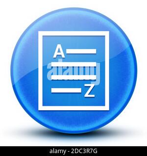 A-Z(Listenseite Symbol) Augenkugel glänzend blau Runde Taste abstrakte Abbildung Stockfoto