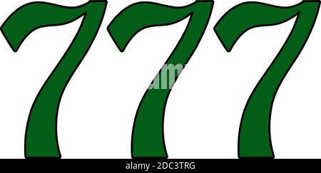 777 Symbol. Bearbeitbare Kontur Mit Farbfülldesign. Vektorgrafik. Stock Vektor