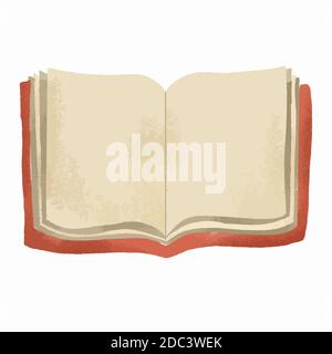 Altes Cartoon offenes Buch mit gelben Seiten und rotem Einband Stock Vektor