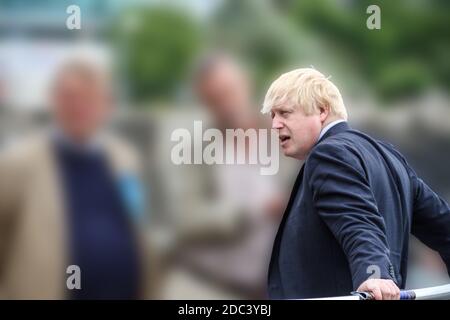 Der britische Premierminister Boris Johnson besuchte Plymouth im Jahr 2017, als er Foriegn-Sekretär war. Generischer Schuss vor dem Leadership-Posten Stockfoto