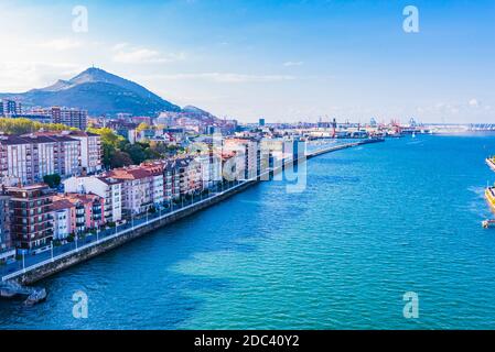 Portugalete von Vizcaya Brücke nach Norden. Portugalete, Biskaya, Baskenland, Spanien, Europa Stockfoto