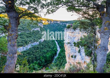 Ebro River Canyon. Naturpark Hoces del Alto Ebro und Rudrón. Pesquera de Ebro, Burgos, Spanien, Europa Stockfoto