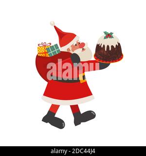 Weihnachtsmann mit Weihnachtspudding Stock Vektor