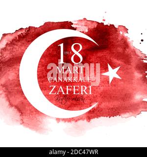 18. März, Canakkale Victory Day, Türkisch: (TR: 18 mart canakkale zaferi Kutlu Olsun) Illustration Stockfoto