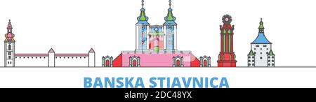 Slowakei, Banska Stiavnica Linie Stadtbild, flache Vektor. Travel City Wahrzeichen, oultine Illustration, Linie Welt Symbole Stock Vektor