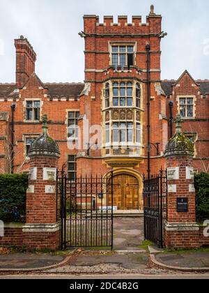 Ridley Hall Cambridge, eine Kirche von England Offene evangelikale theologische Hochschule. Gegründet 1881 und benannt nach dem anglikanischen Märtyrer Nicholas Ridley, Stockfoto