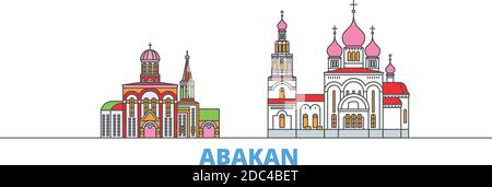 Russland, Abakan Linie Stadtbild, flache Vektor. Travel City Wahrzeichen, oultine Illustration, Linie Welt Symbole Stock Vektor