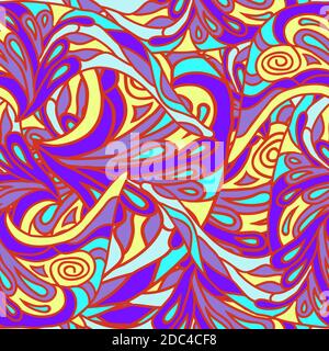 Nahtloses Muster mit handgezeichneten Doodle-Elementen. Vektorgrafik in hellen Farben. Stock Vektor