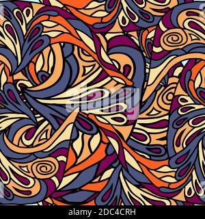 Nahtloses Muster mit handgezeichneten Doodle-Elementen. Vektorgrafik in hellen Farben. Stock Vektor