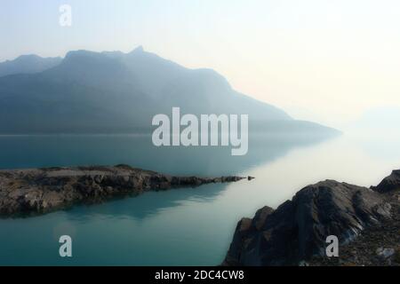 Abraham Lake während der britisch-kolumbianischen Waldbrände von 2017 Stockfoto