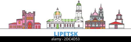 Russland, Lipetsk Linie Stadtbild, flache Vektor. Travel City Wahrzeichen, oultine Illustration, Linie Welt Symbole Stock Vektor