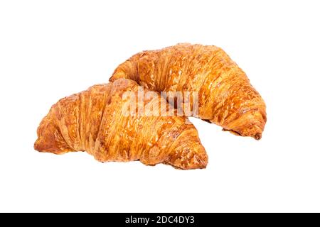 Zwei Croissants isoliert auf weißem Hintergrund Stockfoto