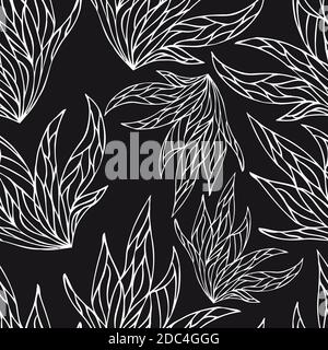 Schwarz-weiß handgezeichnetes zentangle Nahtloses Muster mit abstrakten floralen Elementen. Vintage Ornament für Karten, Einladung, Tapeten, Muster füllen Stock Vektor