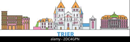 Deutschland, Trier Linienstadtbild, Flachvektor. Travel City Wahrzeichen, oultine Illustration, Linie Welt Symbole Stock Vektor