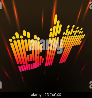 BUCHSTABENBIT mit Pulse Music Player Element. Logo Vorlage elektronische Musik, Equalizer, Geschäft, dj, Nachtclub, Disco. Audio Wave Logo Konzept Stock Vektor