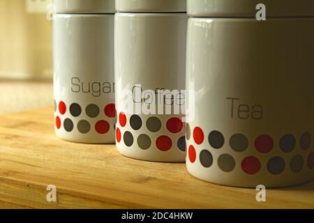 Behälter für Zucker, Kaffee, Tee Stockfoto