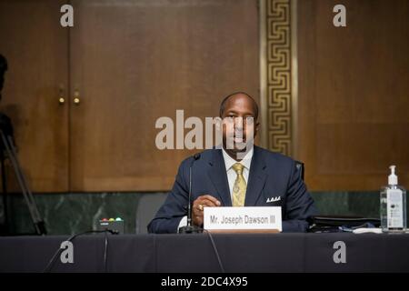 Joseph Dawson III. Erscheint für einen Senatsausschuss für die Anhörung zur Wahl der Richtervorschläge, um Bezirksrichter der Vereinigten Staaten für den Bezirk von South Carolina zu sein, im Dirksen Senate Office Building in Washington, DC, Mittwoch, 18. November 2020. Kredit: Rod Lampey/CNP Verwendung weltweit Stockfoto