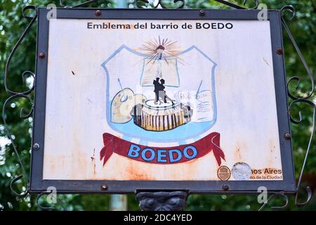 Buenos Aires / Argentinien; 14. Nov 2020: Plakat mit dem Emblem des Stadtteils Boedo Stockfoto