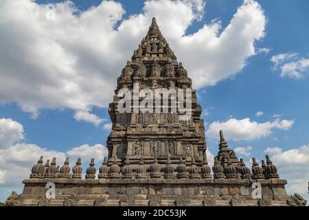 Alte hinduistische Tempel von Prambanan, Rara Jonggrang, in der besonderen, Yogyakarta Region, Java-Insel, Indonesien, Südostasien. Stockfoto