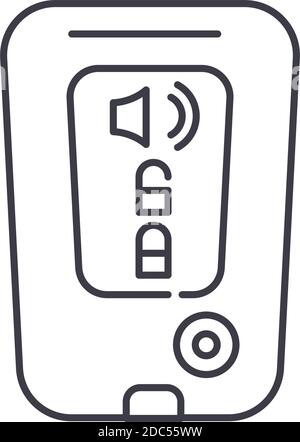 Symbol für das schlüssellose Fernbedienungssystem, lineare, isolierte Illustration, Vektor mit dünnen Linien, Webdesign-Zeichen, Umrisskonzept-Symbol mit bearbeitbarer Kontur auf Weiß Stock Vektor