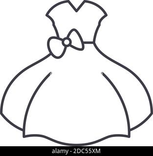 Sommer Tanz Kleid Symbol, lineare isolierte Illustration, dünne Linie Vektor, Web-Design-Zeichen, skizzieren Konzept Symbol mit editierbaren Strich auf weiß Stock Vektor