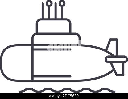 U-Boot-Symbol, lineare isolierte Illustration, dünne Linie Vektor, Web-Design-Zeichen, Kontur Konzept Symbol mit editierbaren Strich auf weißem Hintergrund. Stock Vektor