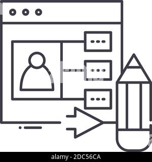 Benutzergenerierter Inhalt Symbol, lineare isolierte Illustration, dünne Linie Vektor, Web-Design-Zeichen, Umriss Konzept Symbol mit editierbaren Kontur auf weiß Stock Vektor