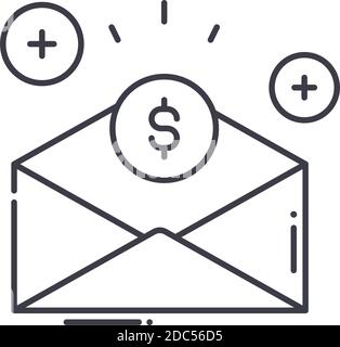 Subvention Symbol, lineare isolierte Illustration, dünne Linie Vektor, Web-Design-Zeichen, Kontur Konzept Symbol mit editierbaren Kontur auf weißem Hintergrund. Stock Vektor