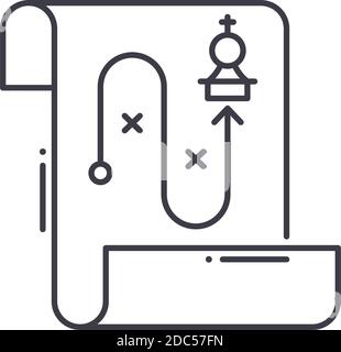 Strategie Taktiken Symbol, lineare isolierte Illustration, dünne Linie Vektor, Web-Design-Zeichen, Kontur Konzept Symbol mit editierbaren Strich auf weiß Stock Vektor