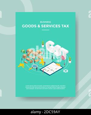 Geschäftsgüter und Laster besteuern Leute, die um den Kasten herum arbeiten Verpackung für Vorlage von Banner und Flyer für den Druck Magazin Cover und Poster Stock Vektor
