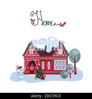 Red Winter Home Stock Vektor