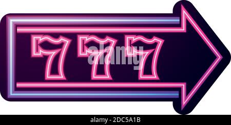 casino, Glücksspiel Pfeil Richtung Neon Zeichen Vektor Illustration Stock Vektor