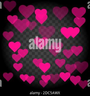 Vektor nahtlose Muster mit Herzen auf transparentem Hintergrund Stock Vektor